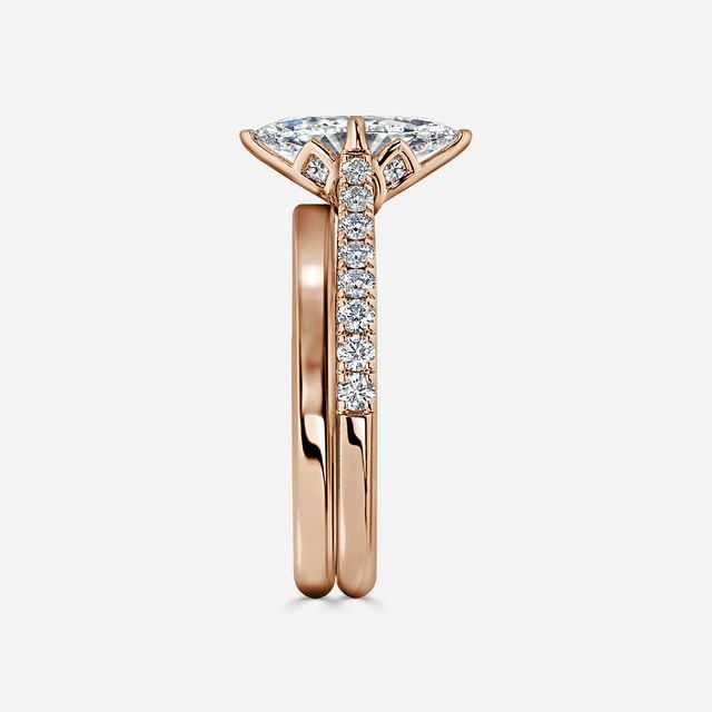 Aerin Rose Gold Plain Band Bridal Set Engagement Ring
