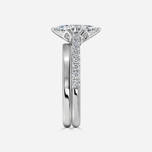 Aerin White Gold Plain Band Bridal Set Engagement Ring