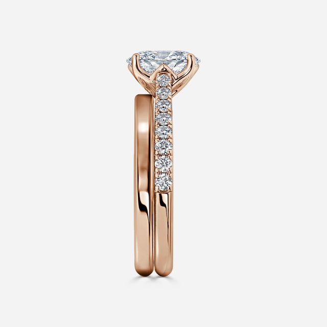 Aerin Rose Gold Plain Band Bridal Set Engagement Ring