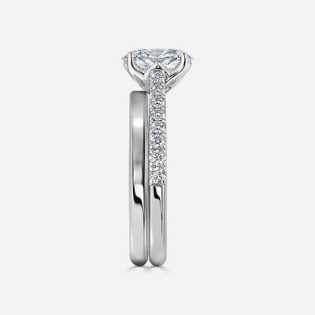 Aerin Platinum Plain Band Bridal Set Engagement Ring