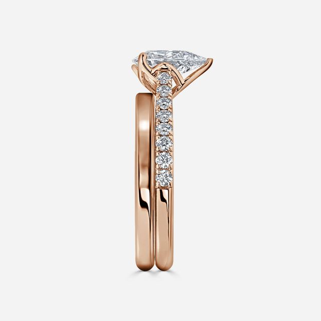 Aerin Rose Gold Plain Band Bridal Set Engagement Ring