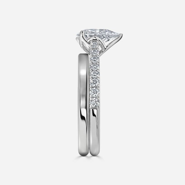 Aerin Platinum Plain Band Bridal Set Engagement Ring