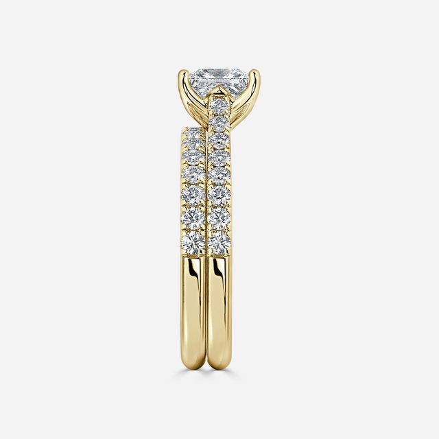 Aerin Yellow Gold Pavé Band Bridal Set Engagement Ring