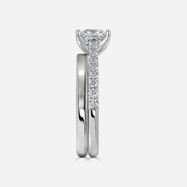Aerin White Gold Plain Band Bridal Set Engagement Ring
