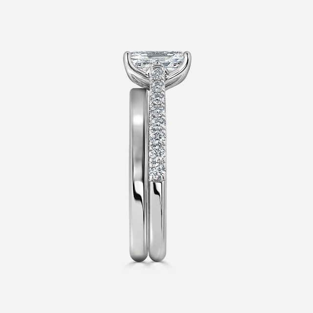 Aerin Platinum Plain Band Bridal Set Engagement Ring