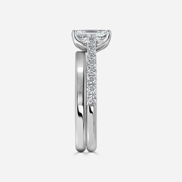 Aerin Platinum Plain Band Bridal Set Engagement Ring