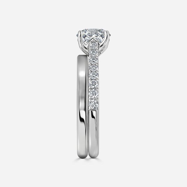 Aerin White Gold Plain Band Bridal Set Engagement Ring