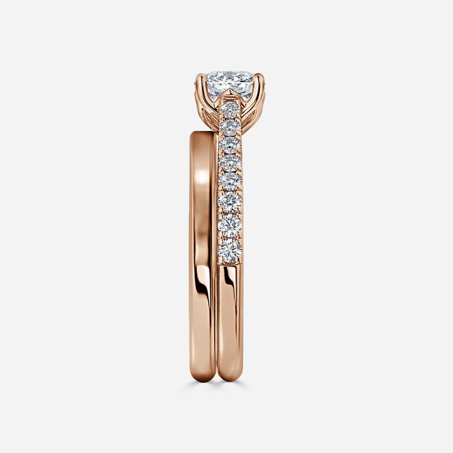 Aerin Rose Gold Plain Band Bridal Set Engagement Ring