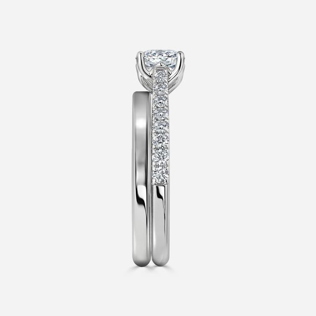 Aerin Platinum Plain Band Bridal Set Engagement Ring