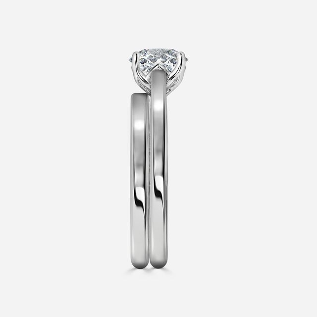 Aerin Solitaire White Gold Plain Band Bridal Set Engagement Ring