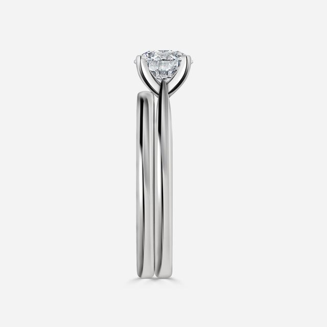 Firefly Solitaire White Gold Plain Band Bridal Set Engagement Ring