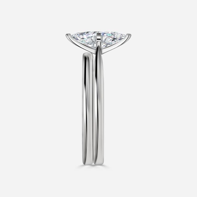 Firefly Solitaire White Gold Plain Band Bridal Set Engagement Ring