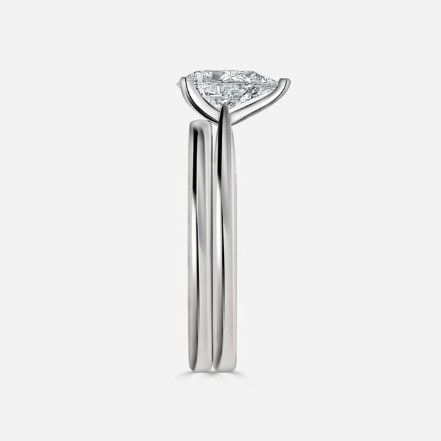 Firefly Solitaire Platinum Plain Band Bridal Set Engagement Ring