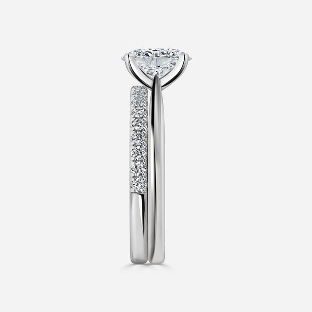 Firefly Solitaire Platinum Pavé Band Bridal Set Engagement Ring