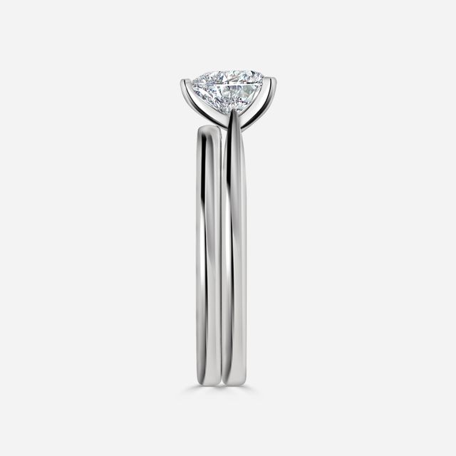 Firefly Solitaire White Gold Plain Band Bridal Set Engagement Ring