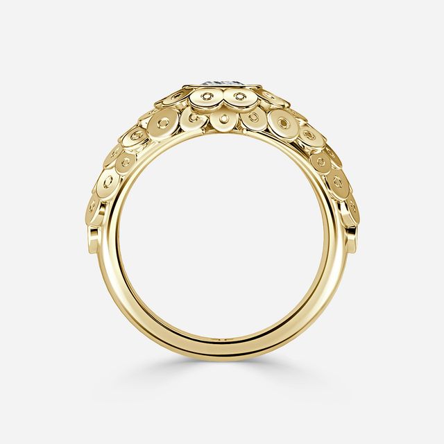 Dahlia Yellow Gold Flower Engagement Ring