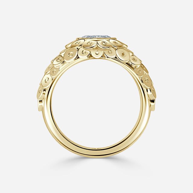 Dahlia Yellow Gold Flower Engagement Ring