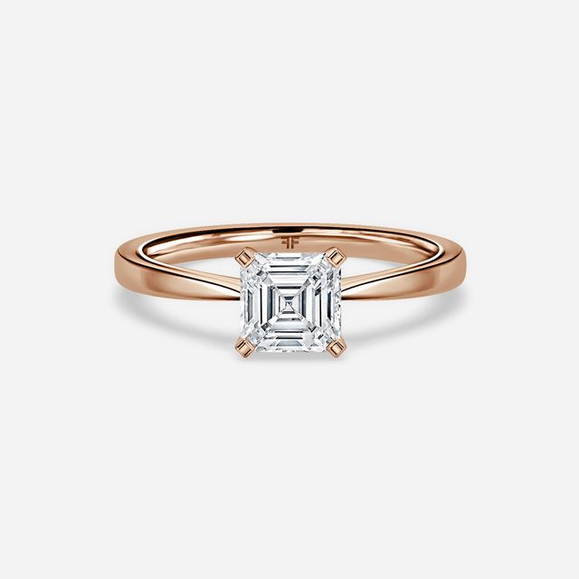 Firefly Solitaire Rose Gold Plain Band Bridal Set Engagement Ring