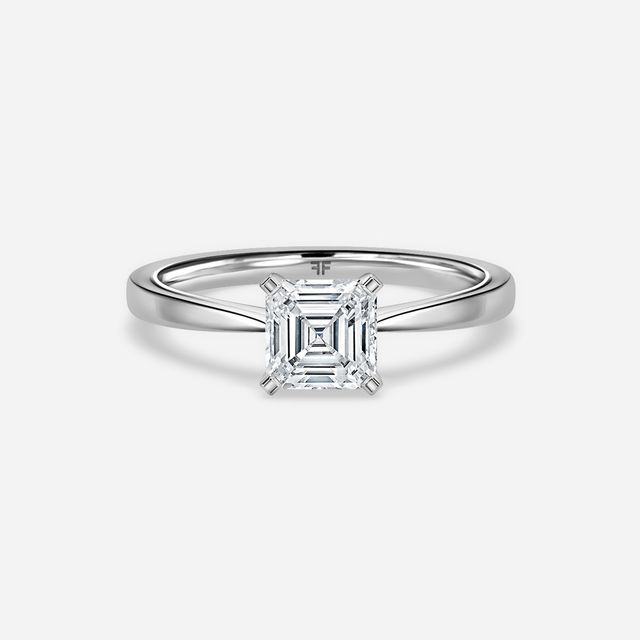 Firefly Solitaire White Gold Plain Band Bridal Set Engagement Ring