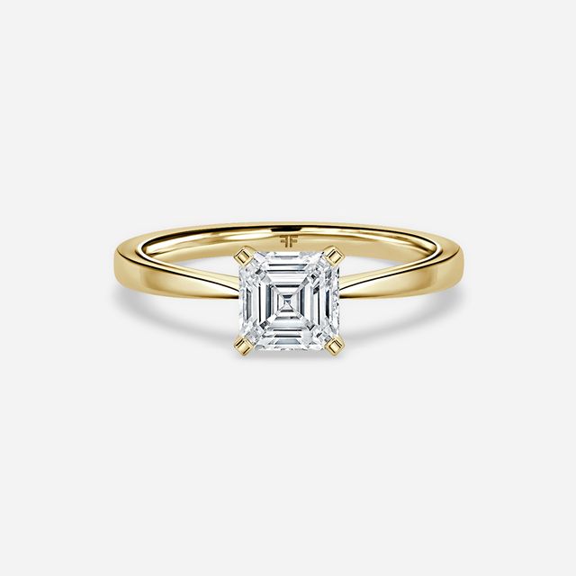 Firefly Solitaire Yellow Gold Plain Band Bridal Set Engagement Ring