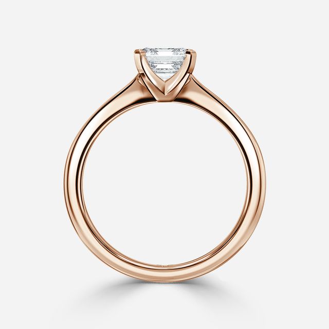 Firefly Solitaire Rose Gold Plain Band Bridal Set Engagement Ring