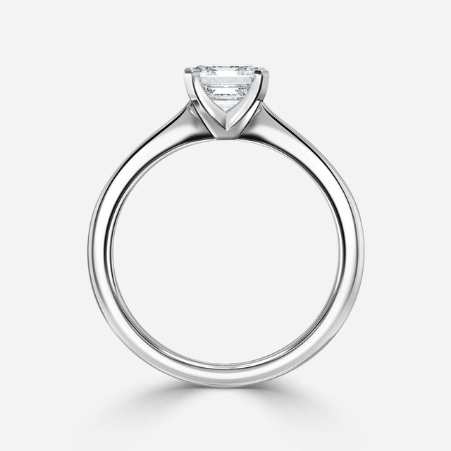 Firefly Solitaire White Gold Plain Band Bridal Set Engagement Ring