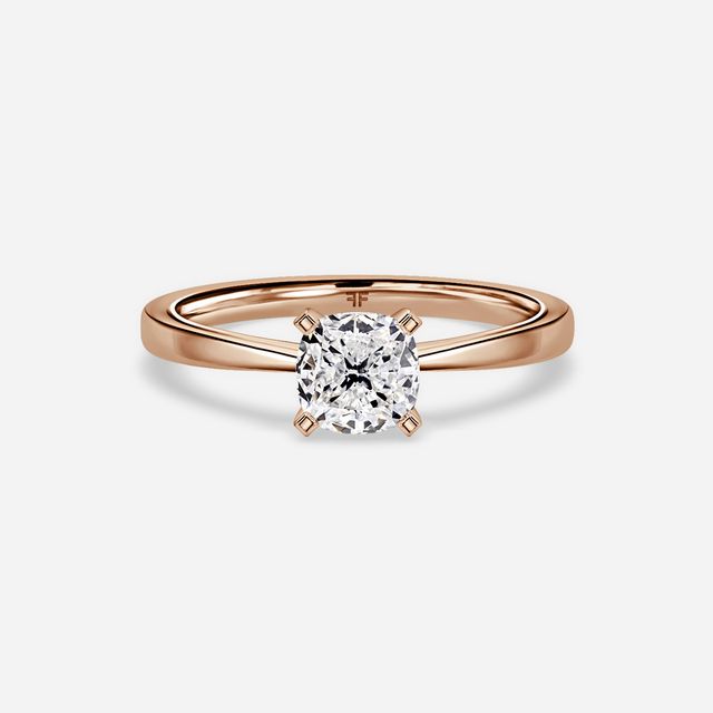 Firefly Solitaire Rose Gold Plain Band Bridal Set Engagement Ring