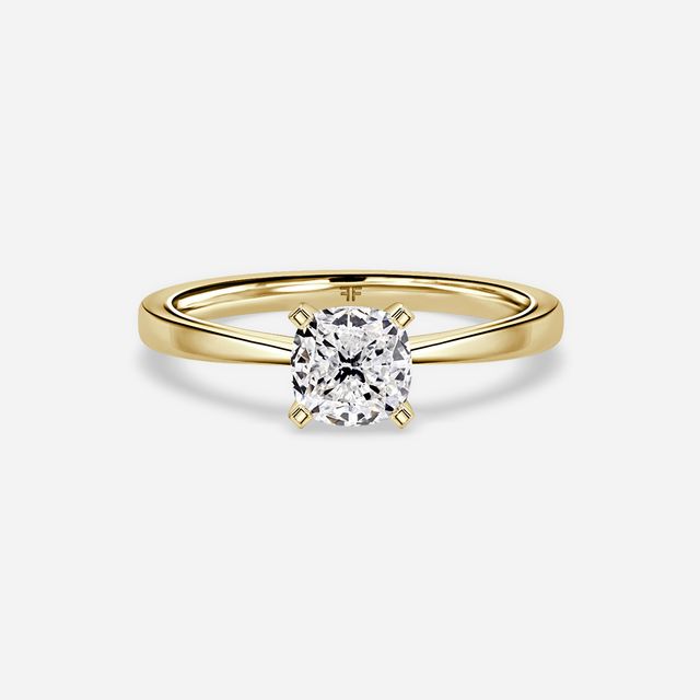 Firefly Solitaire Yellow Gold Pavé Band Bridal Set Engagement Ring