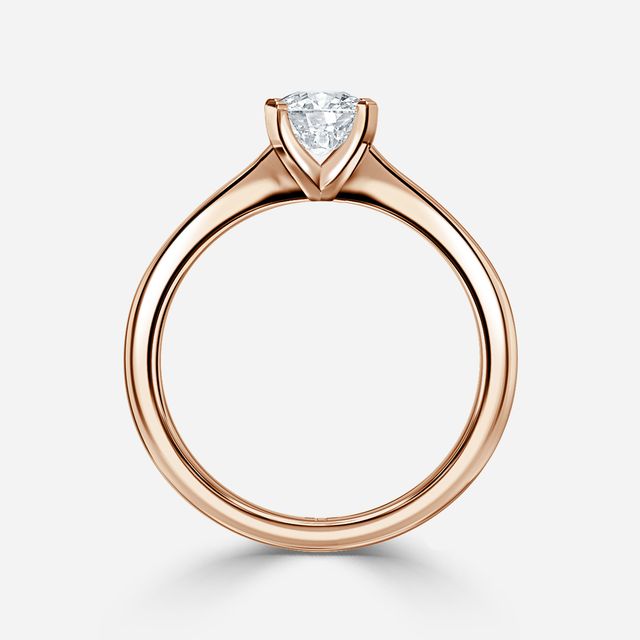 Firefly Solitaire Rose Gold Plain Band Bridal Set Engagement Ring