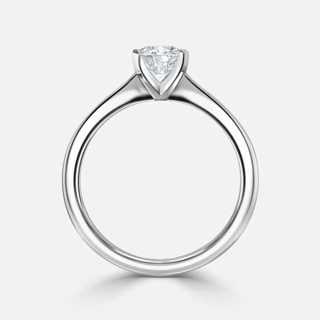 Firefly Solitaire White Gold Plain Band Bridal Set Engagement Ring
