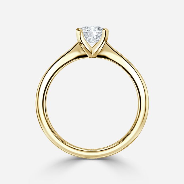 Firefly Solitaire Yellow Gold Pavé Band Bridal Set Engagement Ring