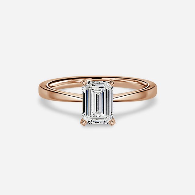 Firefly Solitaire Rose Gold Plain Band Bridal Set Engagement Ring