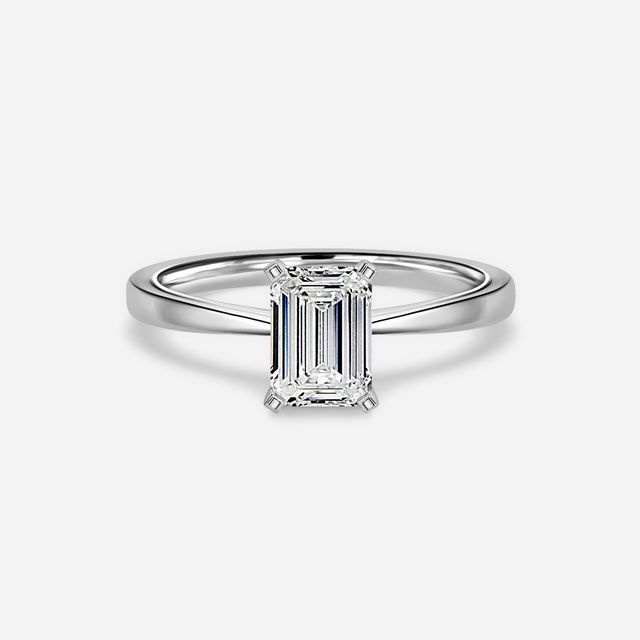Firefly Solitaire White Gold Plain Band Bridal Set Engagement Ring