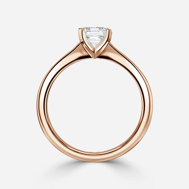 Firefly Solitaire Rose Gold Plain Band Bridal Set Engagement Ring