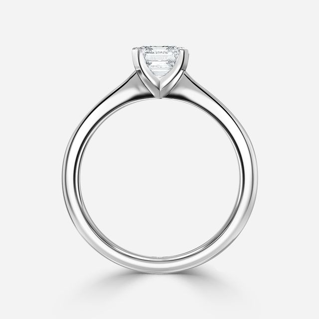 Firefly Solitaire White Gold Plain Band Bridal Set Engagement Ring