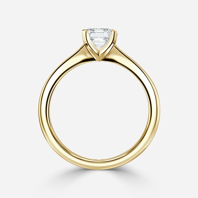 Firefly Solitaire Yellow Gold Pavé Band Bridal Set Engagement Ring