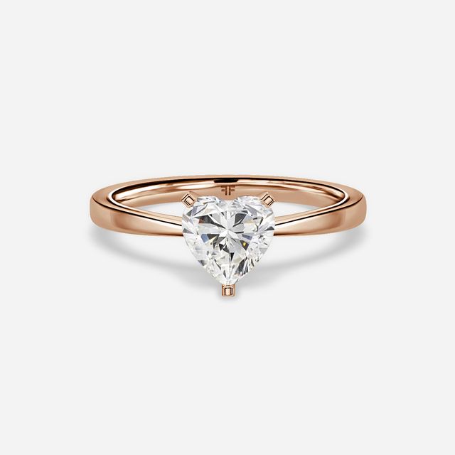 Firefly Solitaire Rose Gold Plain Band Bridal Set Engagement Ring