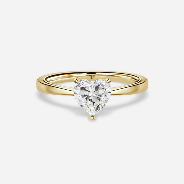 Firefly Solitaire Yellow Gold Plain Band Bridal Set Engagement Ring