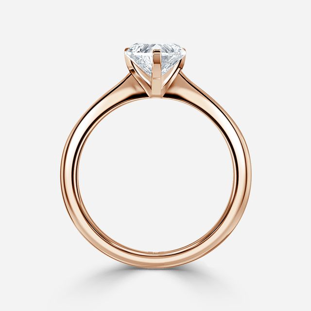 Firefly Solitaire Rose Gold Plain Band Bridal Set Engagement Ring