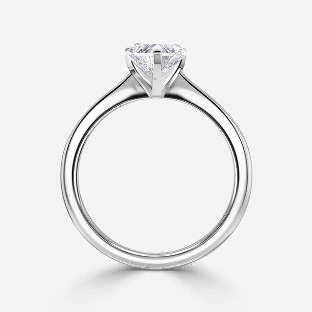 Firefly Solitaire White Gold Plain Band Bridal Set Engagement Ring