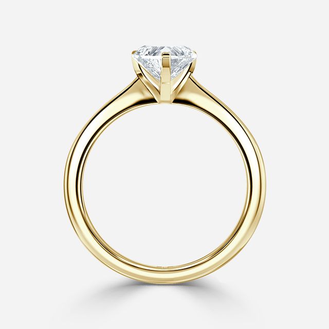 Firefly Solitaire Yellow Gold Plain Band Bridal Set Engagement Ring