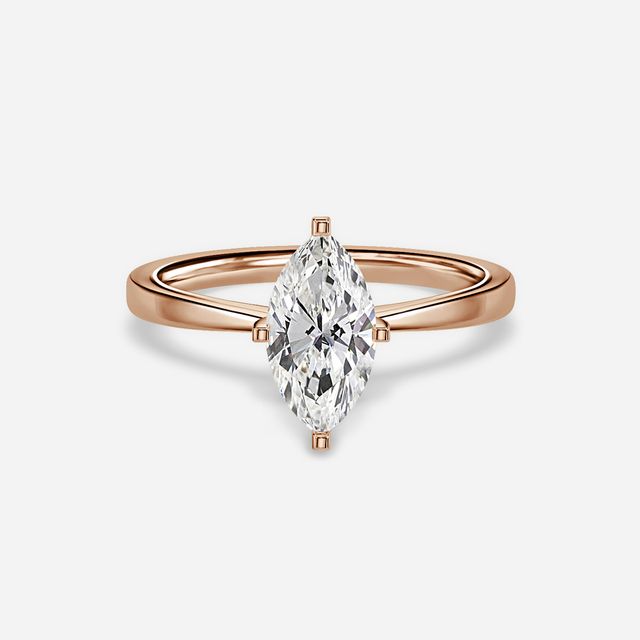 Firefly Solitaire Rose Gold Plain Band Bridal Set Engagement Ring