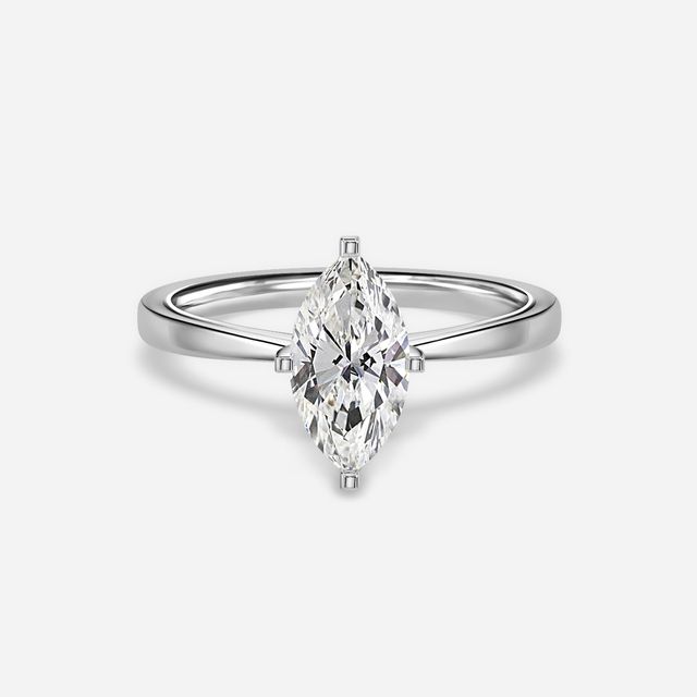 Firefly Solitaire White Gold Plain Band Bridal Set Engagement Ring