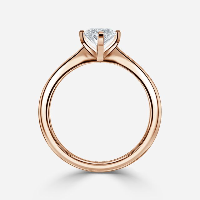 Firefly Solitaire Rose Gold Plain Band Bridal Set Engagement Ring