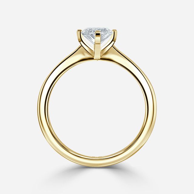 Firefly Solitaire Yellow Gold Plain Band Bridal Set Engagement Ring
