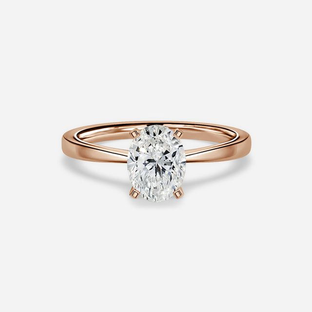 Firefly Solitaire Rose Gold Plain Band Bridal Set Engagement Ring