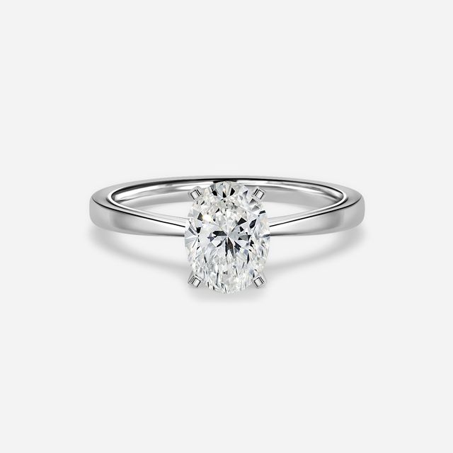 Firefly Solitaire Platinum Plain Band Bridal Set Engagement Ring