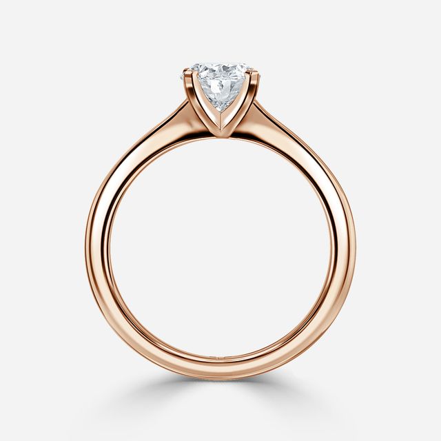 Firefly Solitaire Rose Gold Plain Band Bridal Set Engagement Ring