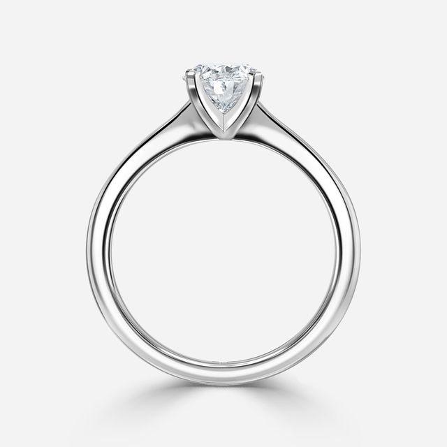 Firefly Solitaire Platinum Plain Band Bridal Set Engagement Ring
