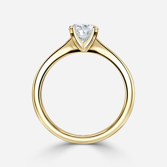 Firefly Solitaire Yellow Gold Plain Band Bridal Set Engagement Ring